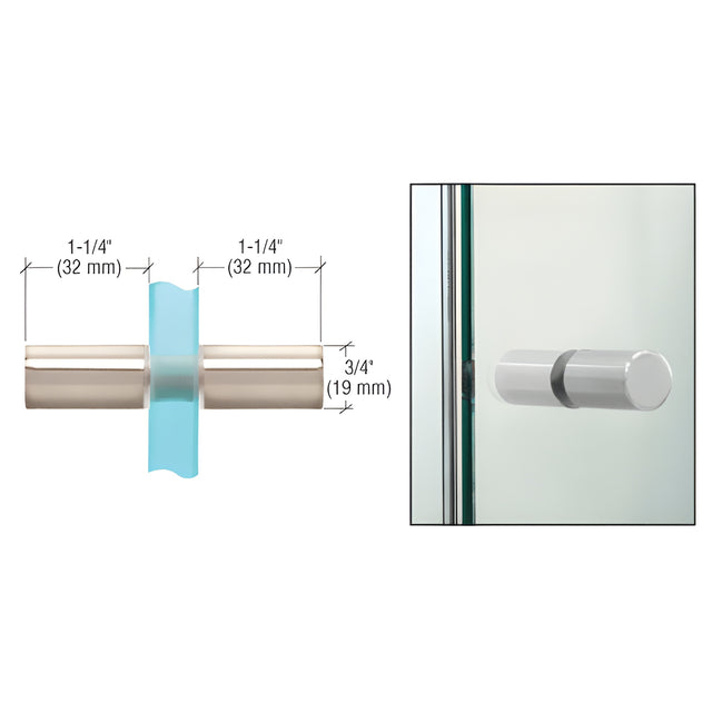 CRL Polished Nickel Cylinder Style Back-to-Back Shower Door Knobs
