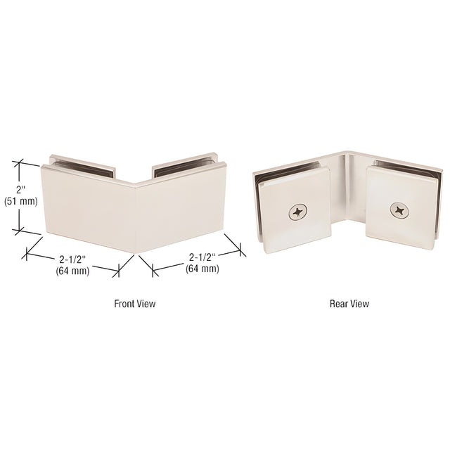 CRL Polished Nickel Square 135 Degree Glass-to-Glass Clamp
