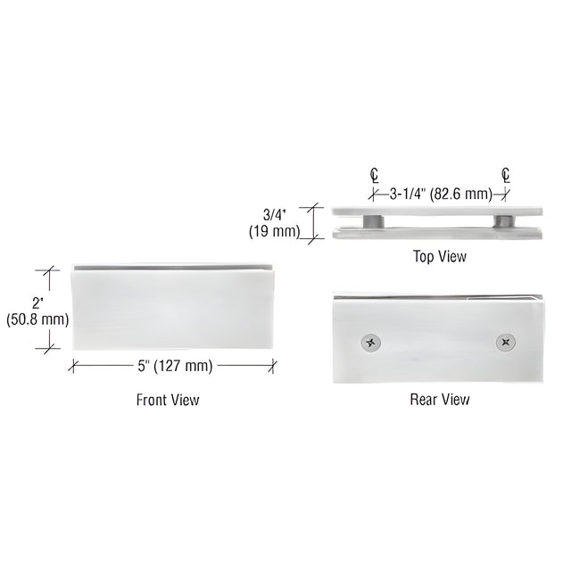 CRL Polished Nickel Square 180 Degree Glass-to-Glass Clamp