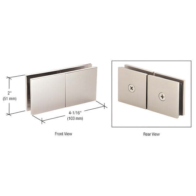CRL Polished Nickel Square 180 Degree Glass-to-Glass Movable Transom Clamp