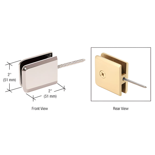 CRL Polished Nickel Square Beveled Wall Mount Movable Transom Clamp