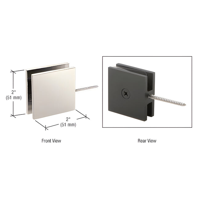 CRL Polished Nickel Square Wall Mount Movable Transom Clamp