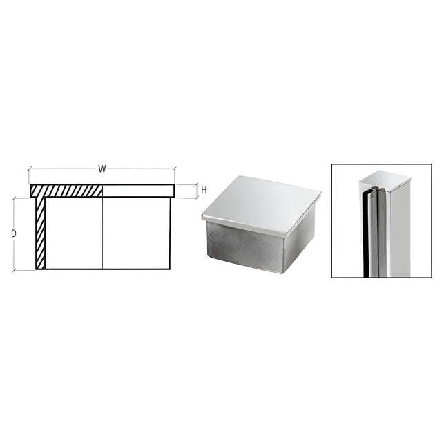 CRL Polished Stainless 1-1/2" Square Flat End Cap