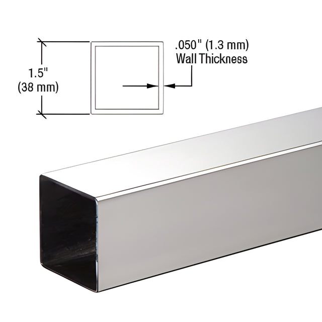 CRL Polished Stainless 1-1/2" Square Tubing - 236"