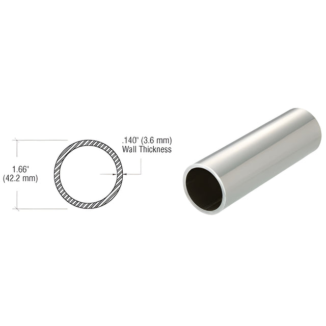 CRL Polished Stainless 1-1/4" Schedule 40 Pipe Rail Tubing - 240"