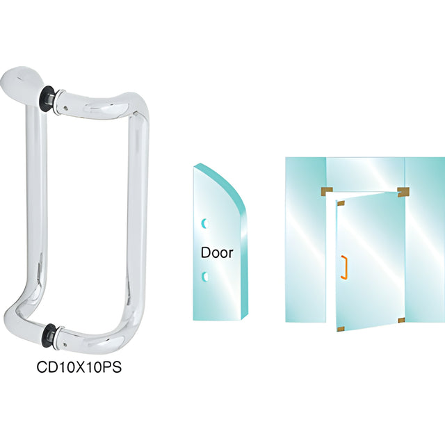 CRL Polished Stainless 10" Glass Mounted Offset Pull Handle