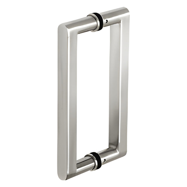 CRL Polished Stainless 12" Glass Mounted Square Back-to-Back Pull Handle