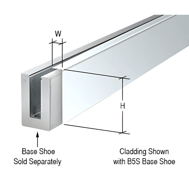 CRL Polished Stainless 120" Cladding for B5S Series Standard Square Aluminum Base Shoe
