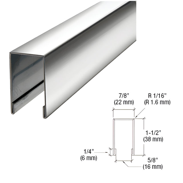 CRL Polished Stainless 120" Crisp Corner Flat Top U-Channel Cap Railing