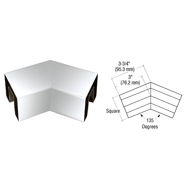 CRL Polished Stainless 135 Degree Crisp Corner Square Cap Horizontal Corners