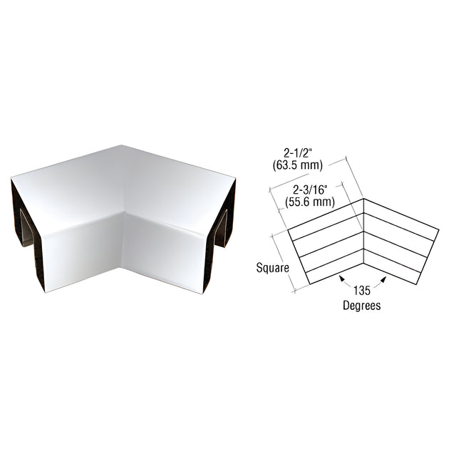 CRL Polished Stainless 135 Degree Horizontal Corner for 1-1/2" Square Glass Cap Railing