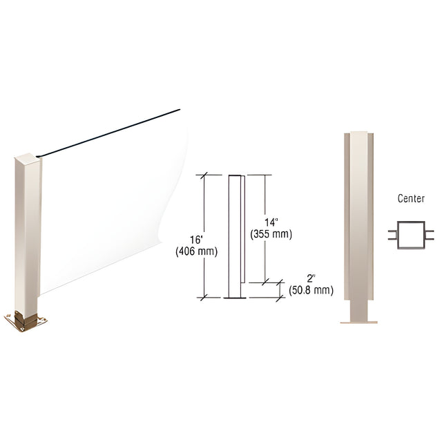 CRL Polished Stainless 16" High 1-1/2" Square PP41 Plaza Series Counter/Partition Center Post With Air Space