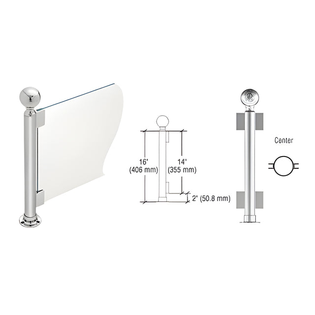 CRL Polished Stainless 16" Round PP04 Elegant Series Counter/Partition Center Post with Air Space