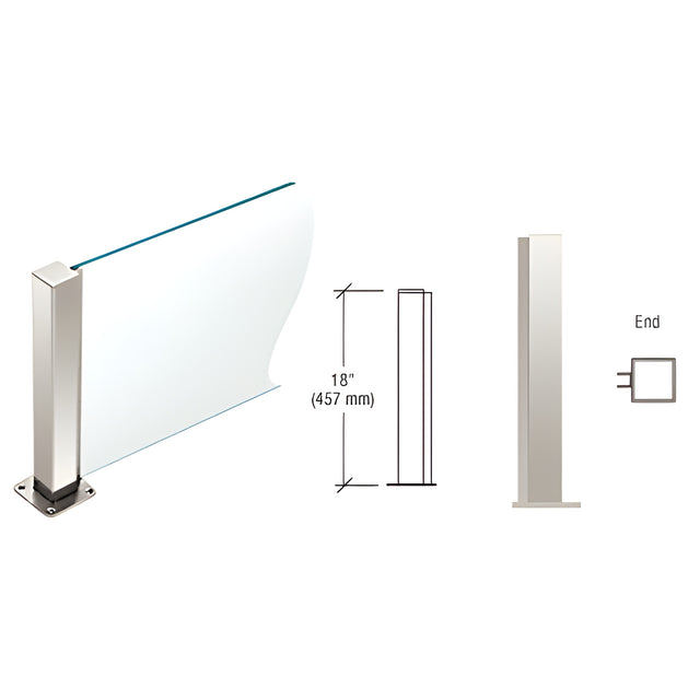 CRL Polished Stainless 18" High 1-1/2" Square PP43 Plaza Series Counter/Partition End Post
