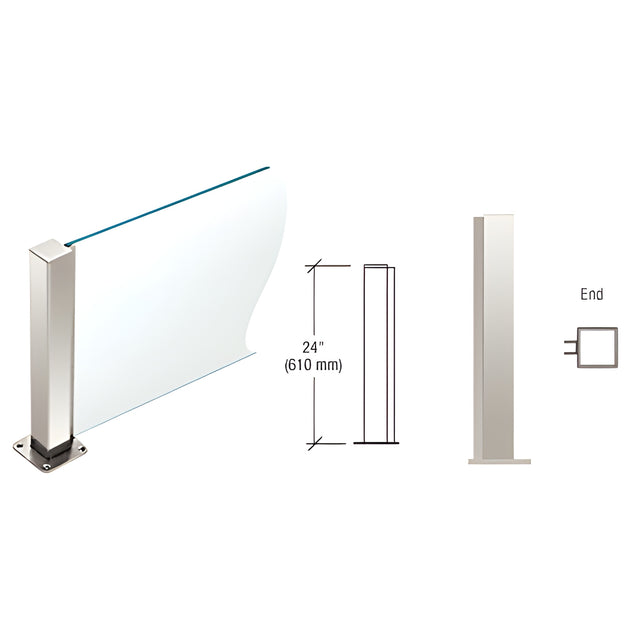 CRL Polished Stainless 24" High 1-1/2" Square PP43 Plaza Series Counter/Partition End Post