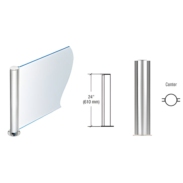 CRL Polished Stainless 24" Round PP08 Elegant Series Counter/Partition Center Post