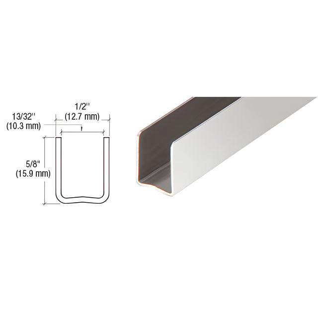 CRL Polished Stainless 3/8" Radiused Back Steel U-Channel - 144"