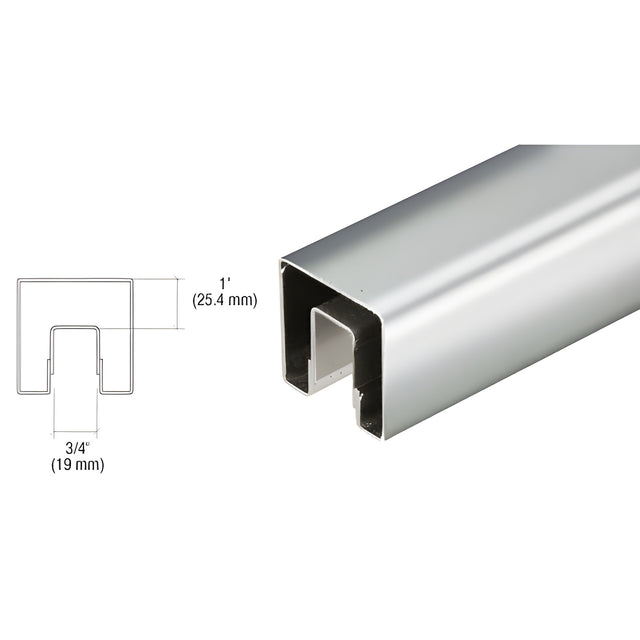 CRL Polished Stainless 3" Square Premium Cap Rail for 1/2" or 5/8" Glass - Custom Length
