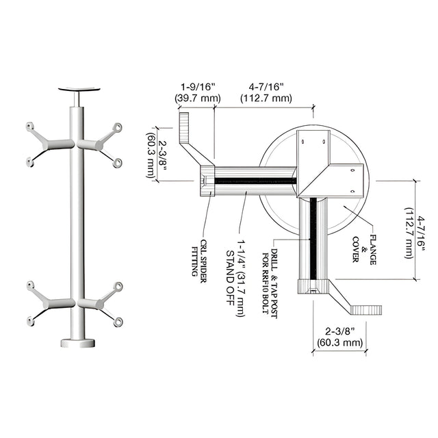 CRL Polished Stainless 36" P6 Series Spider 90 Degree Corner Post Railing Kit