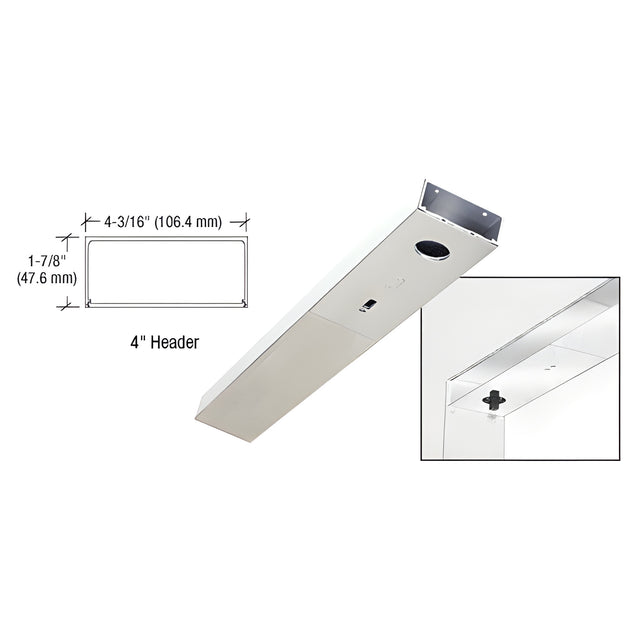 CRL Polished Stainless 4" x 36" Single Door Header