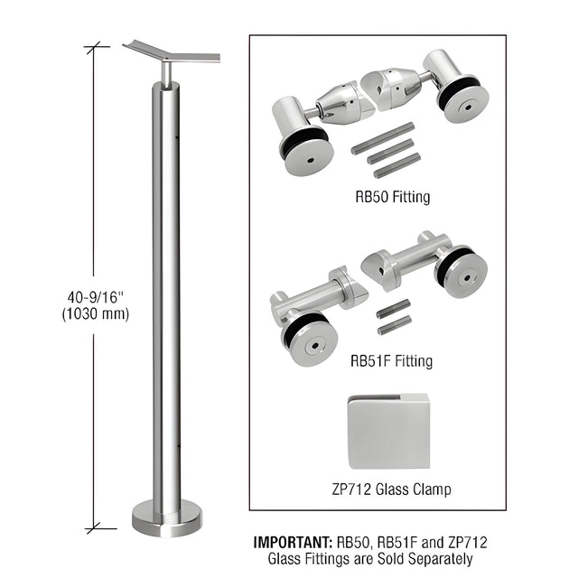 CRL Polished Stainless 42" P7 Series 135 Degree Angle Post Railing Kit No Fittings