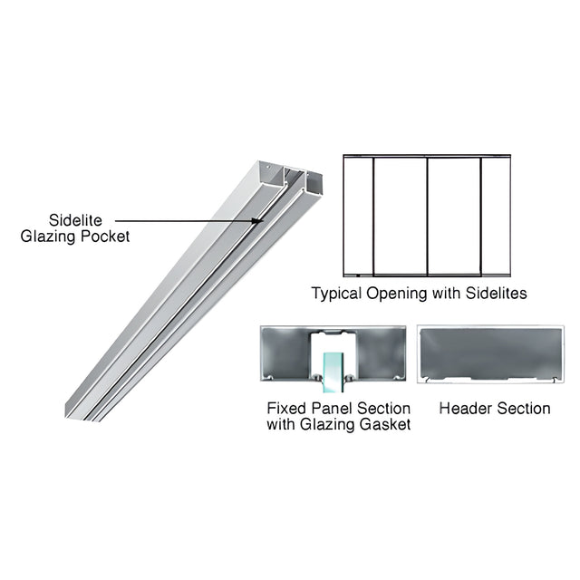 CRL Polished Stainless 6" Header with Glazing Pocket Only Custom Length