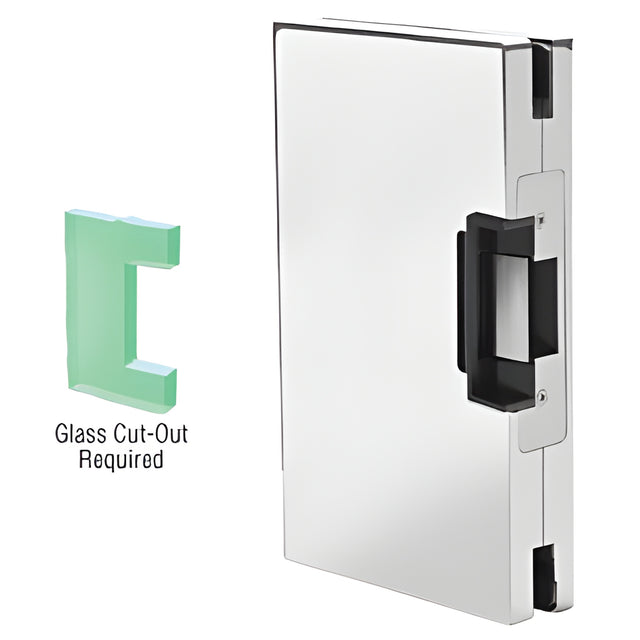 CRL Polished Stainless 6" x 10" LH/RHR Custom Center Lock Glass Keeper With Deadlatch Electric Strike