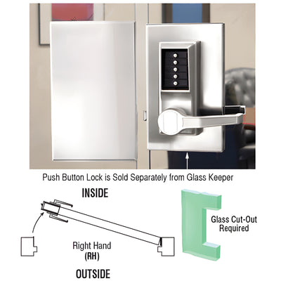 CRL Polished Stainless 6" x 10" RH Center Push Button Lock With Housing