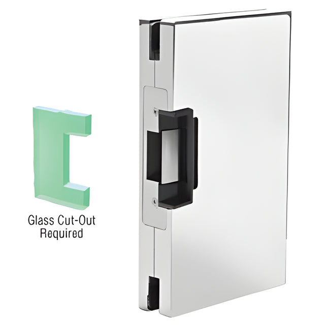 CRL Polished Stainless 6" x 10" RH/LHR Custom Center Lock Glass Keeper with Deadlatch Electric Strike