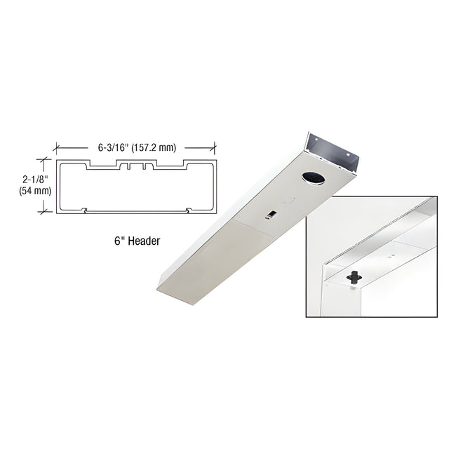 CRL Polished Stainless 6" x 36" Single Door Header