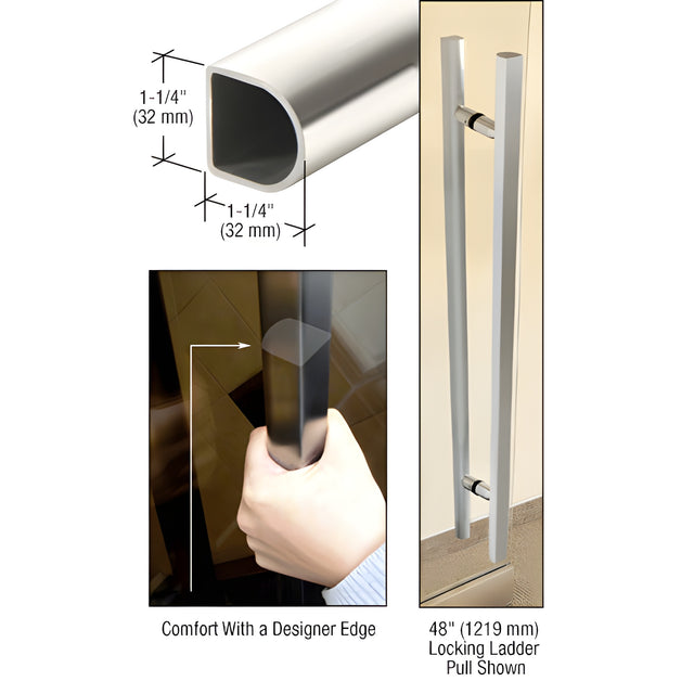 CRL Polished Stainless 60" Designer Series "D" Shape Ladder Pull
