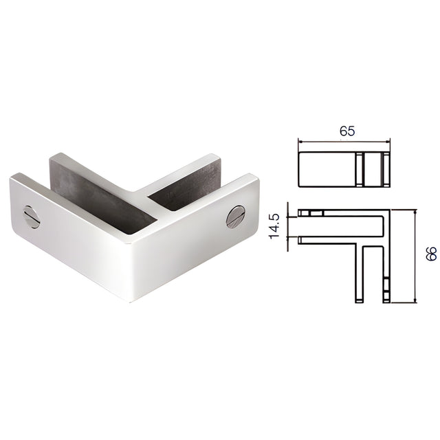 CRL Polished Stainless 90 Degree Glass Bracing Clamp