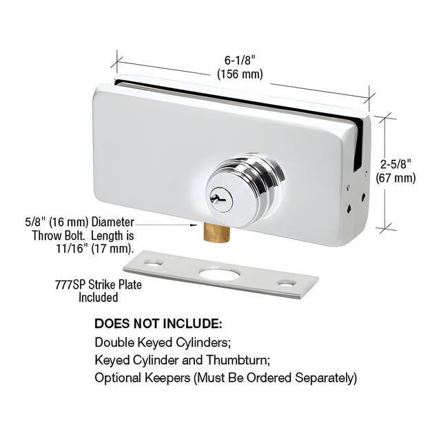 CRL Polished Stainless AMR215 Series Patch Lock