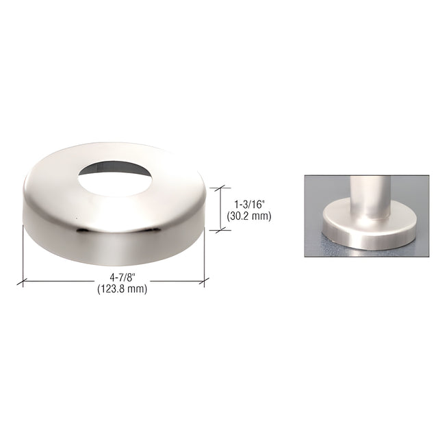CRL Polished Stainless Base Flange Cover for 1-1/4" Schedule 40 Pipe Rail