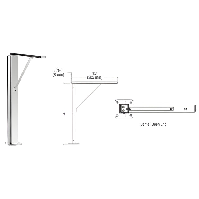 CRL Polished Stainless Center 24" Plaza Series Sneeze Guard Post with Top Shelf
