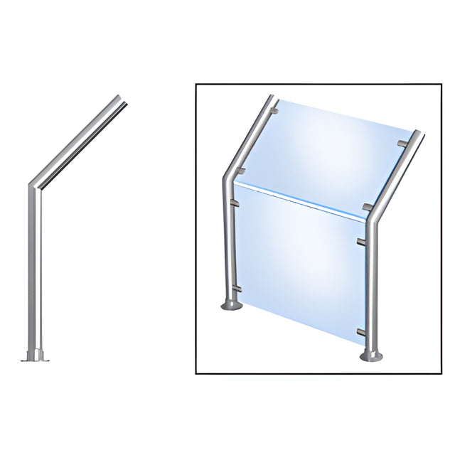 CRL Polished Stainless Contemporary 201 Series 1-1/2" Tubing Glass On Slant and Front Only Sneeze Guard
