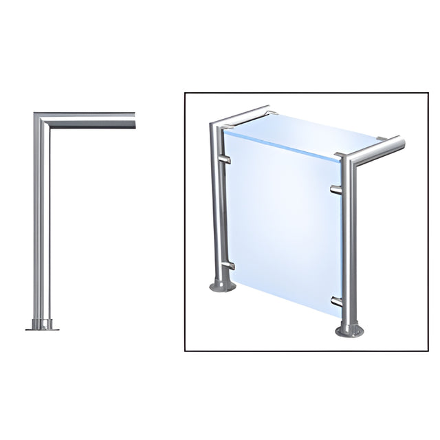 CRL Polished Stainless Contemporary 205 Series 1-1/2" Tubing Glass On Top and Front Only Sneeze Guard
