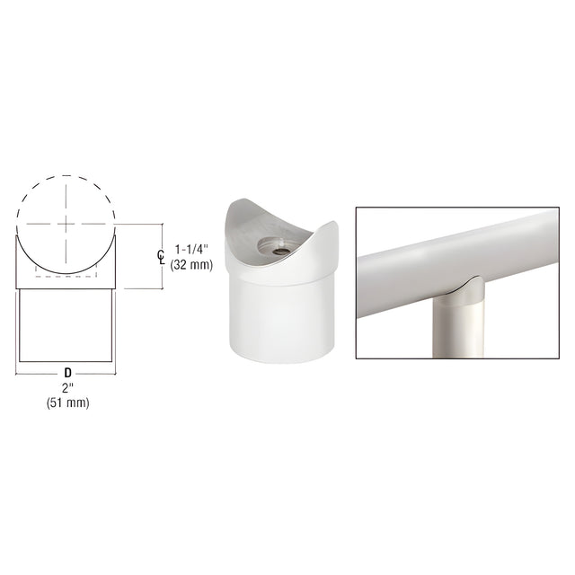 CRL Polished Stainless Coped Perpendicular Collar for 2" Tubing