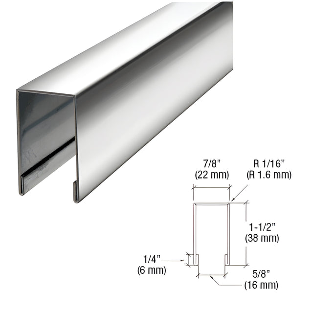 CRL Polished Stainless Crisp Corner Flat Top U-Channel Cap Railing Custom Length