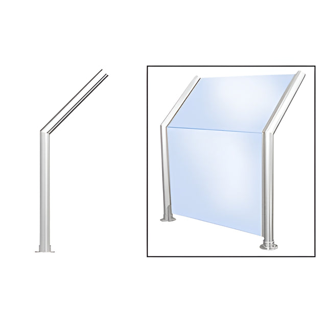 CRL Polished Stainless Elegant 101 Series 1-1/2" Tubing Glass On Slant and Front Only Sneeze Guard