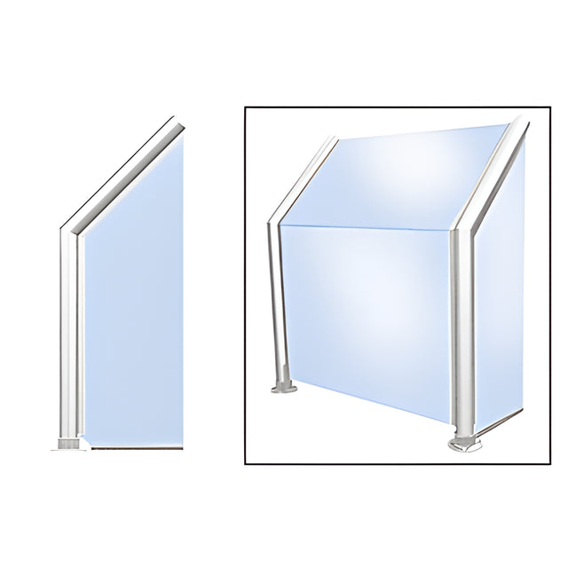 CRL Polished Stainless Elegant 102 Series 1-1/2" Tubing Glass On Slant, Front, and One End or Both Ends Sneeze Guard