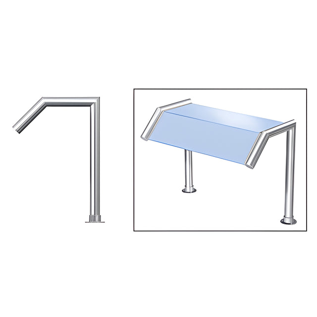 CRL Polished Stainless Elegant 113 Series 1-1/2" Tubing Glass On Slant and Top Only Sneeze Guard