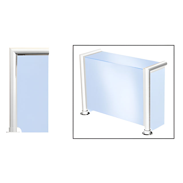 CRL Polished Stainless Elegant 140 Series 1-1/2" Tubing Glass On Top, Front, and One End or Both Ends Sneeze Guard
