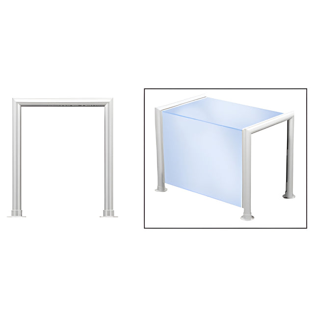 CRL Polished Stainless Elegant 145 Series 1-1/2" Tubing Glass On Top and Front Only Sneeze Guard