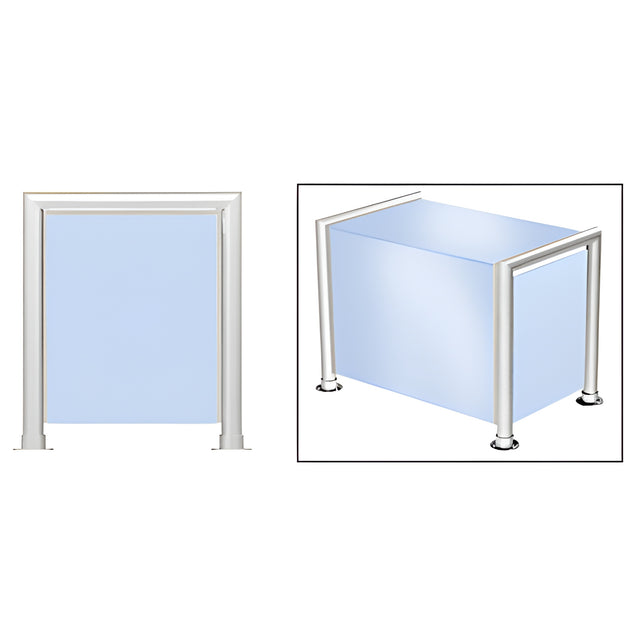 CRL Polished Stainless Elegant 146 Series 1-1/2" Tubing Glass On Top, Front, and One End or Both Ends Sneeze Guard