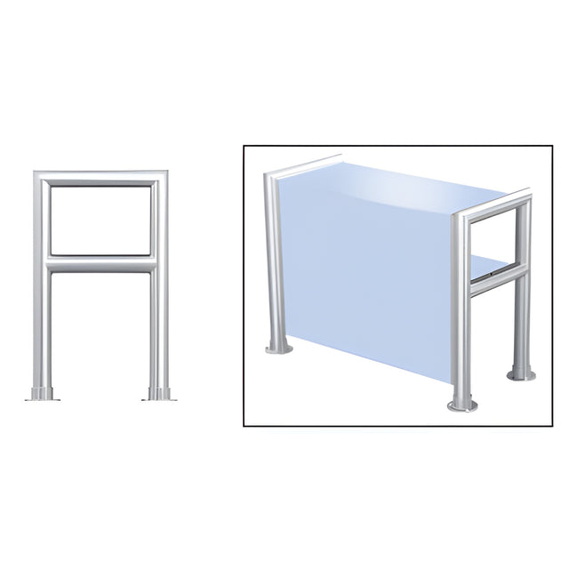 CRL Polished Stainless Elegant 148 Series 1-1/2" Tubing Glass On Top, Shelf, and Front Only Sneeze Guard
