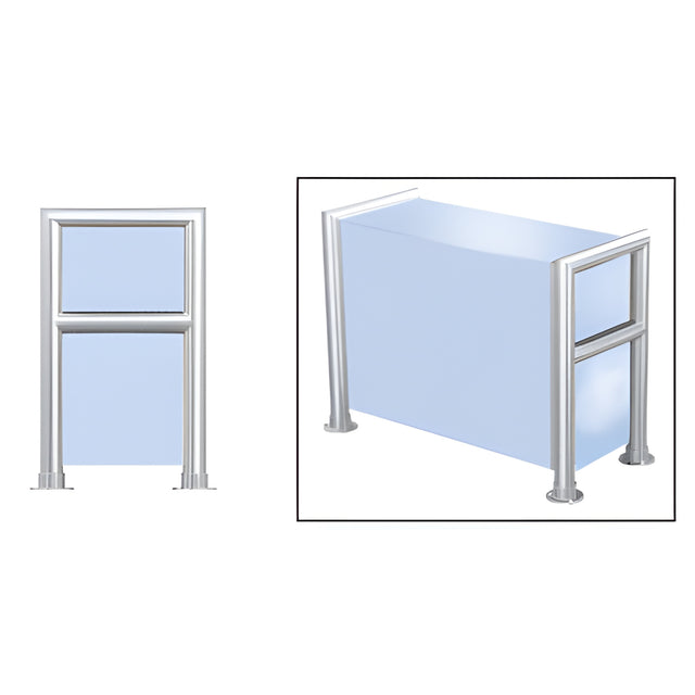 CRL Polished Stainless Elegant 149 Series 1-1/2" Tubing Glass On Top, Shelf, Front, and One End or Both Ends Sneeze Guard