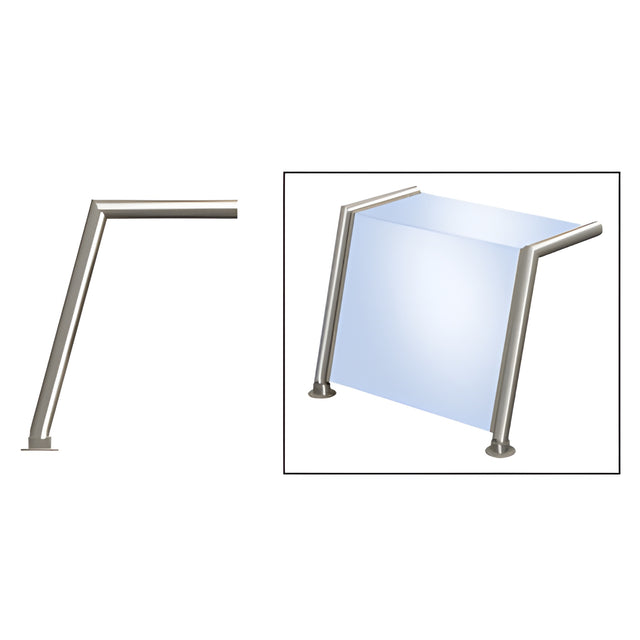 CRL Polished Stainless Elegant 151 Series 1-1/2" Tubing Glass On Top and Front Only Sneeze Guard