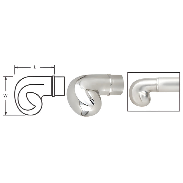 CRL Polished Stainless End Scroll for 1-1/2" Tubing