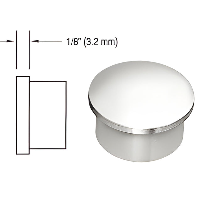 CRL Polished Stainless Flat End Cap for 1-1/2" Outside Diameter Tubing